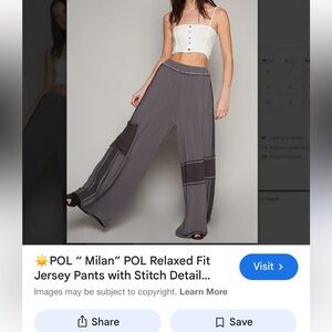 POL “Milan” Relaxed Fit Jersey pants with stitch details. Excellent condition